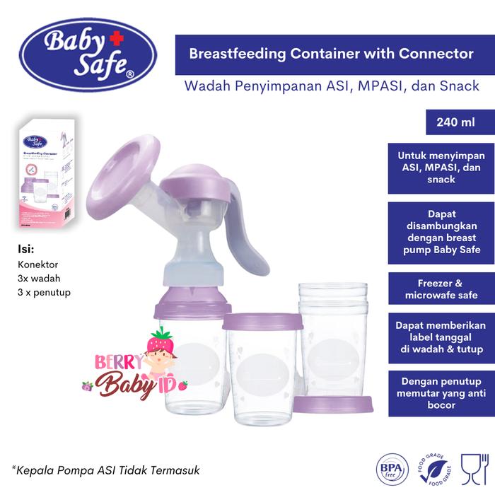 Gambar Baby Safe Breastfeeding Container Wadah Penyimpanan Kontainer ASI - 240 ml dari Berry Baby undefined Tokopedia