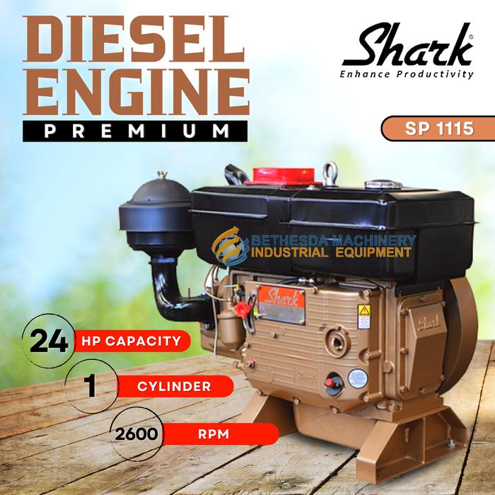 Gambar Diesel 24 Pk Mesin Penggerak Shark SP 1115 engine solar 24 HP - DENGAN TANGKI dari Engineering Machine undefined Tokopedia