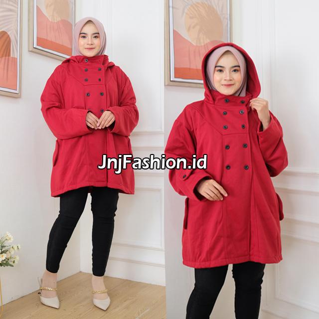 Gambar JACKET WANITA BIG SIZE KOREAN BIG FLEECE TEBAL ADEM HIGHT QUALITY - Maroon, XXXL dari jnjfashion.id undefined Tokopedia