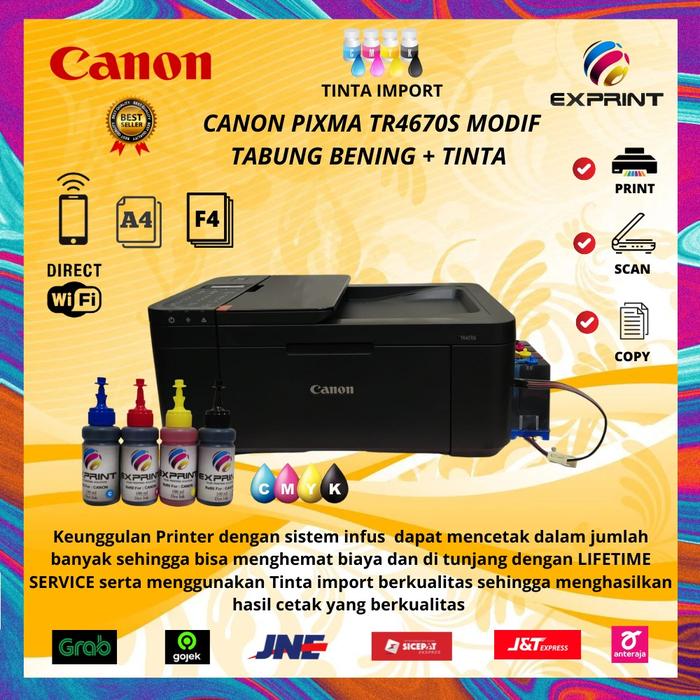 Gambar Printer Canon Pixma TR4570s + infus ( print scan copy fax wifi) - TR4670s Standar, Standar dari Exprint Online undefined Tokopedia