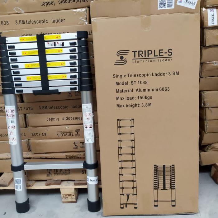 Gambar Tangga Double Teleskopik TRIPLE-S Telescopic Ladder 2x6 Steps 5 Meter - SINGLE 3.9M dari Natolu Store undefined Tokopedia