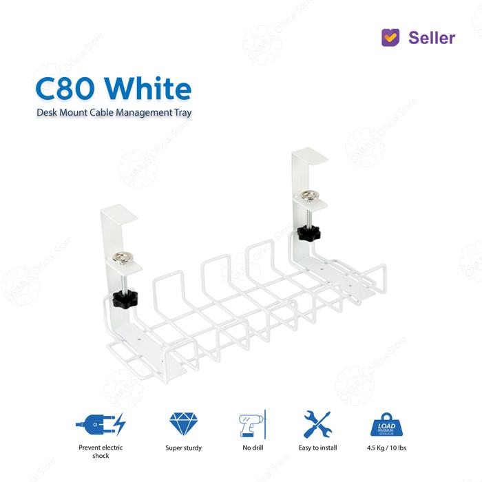 Gambar Desk Mount Cable Management Tray Oximus C80 - C80 White SL dari Oximus Indonesia undefined Tokopedia