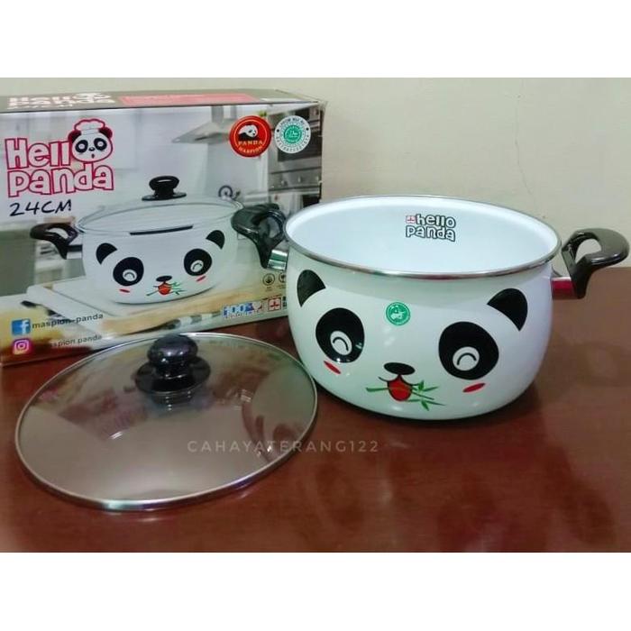 Gambar Panci Enamel Hello Panda Maspion Tutup Kaca - 24 Cm dari mikailapramesti undefined Tokopedia