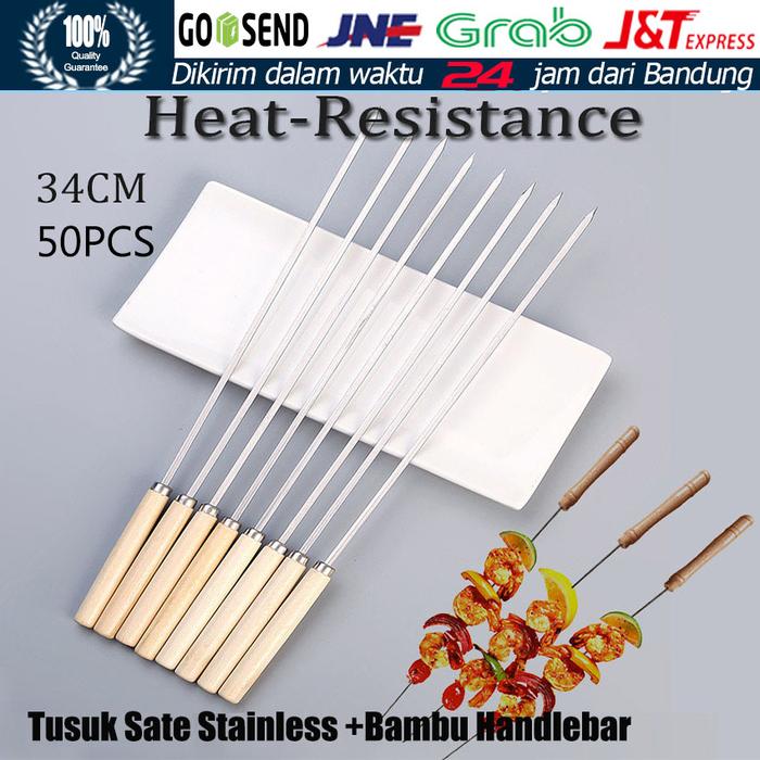 Gambar 50Pcs Tusuk Sate Stainless Anti Karat Tusukan Sate Besi Bbq Skewer - 10Pcs dari FunToys711 undefined Tokopedia