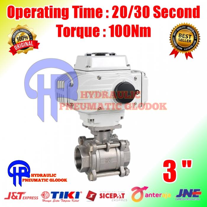 Gambar Electric Actuator AC 220V Ball Valve 2 Way 3 inch SS316 - 3" (10NM) dari Hydraulic pneumatic glodok undefined Tokopedia