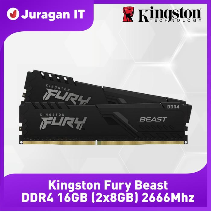 Kingston Fury Beast DDR4 16GB (2x8GB) 2666Mhz Dual Channel BLACK 8GB KIT  PC26666