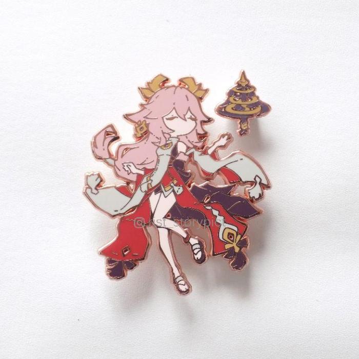 Gambar Yae Miko Hard Enamel Pin - Special Series - Rose Gold - Yae and Kagura dari mikailapramesti undefined 4 Tokopedia