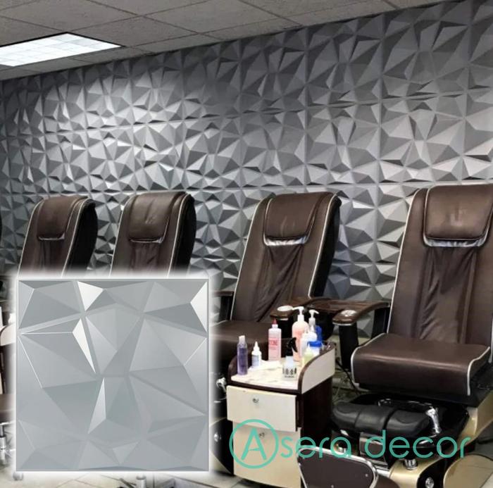 Gambar Wallpanel 3D PVC Wall Panel Dinding Warna Hitam / Silver /Gold 50x50cm - Diamond Silver dari Asera Decor undefined Tokopedia