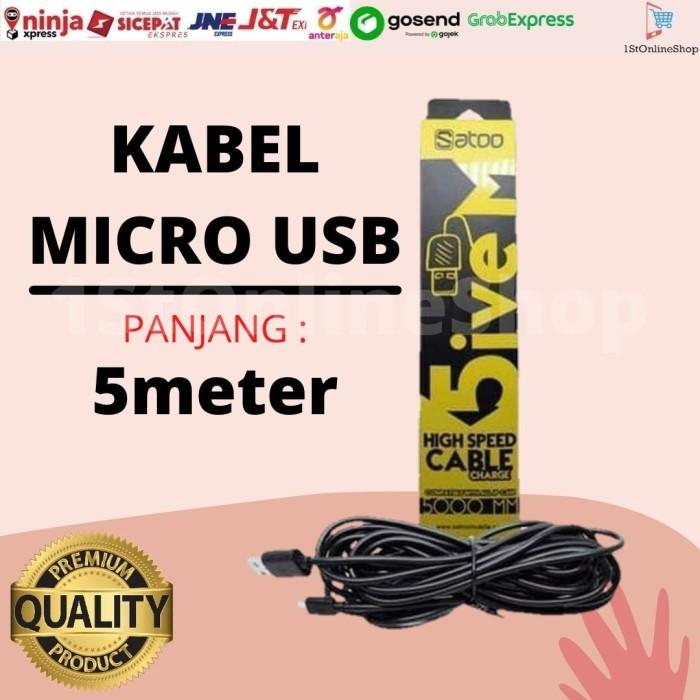 Jual KABEL MICRO USB PANJANG 5METER MIKRO USB 5 METER SATOO 5M - HITAM ...
