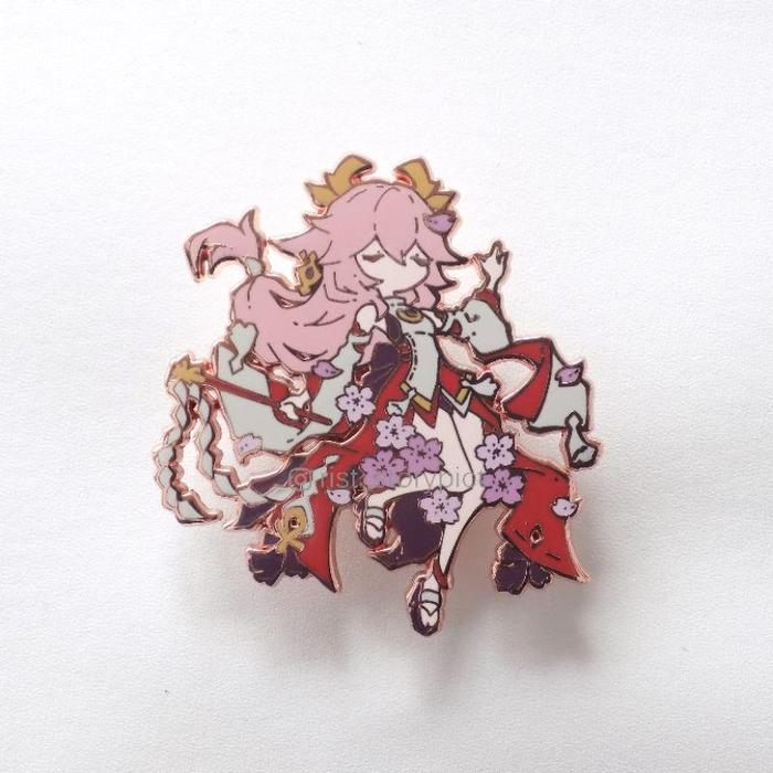 Gambar Yae Miko Hard Enamel Pin - Special Series - Rose Gold - Yae and Kagura dari mikailapramesti undefined 3 Tokopedia