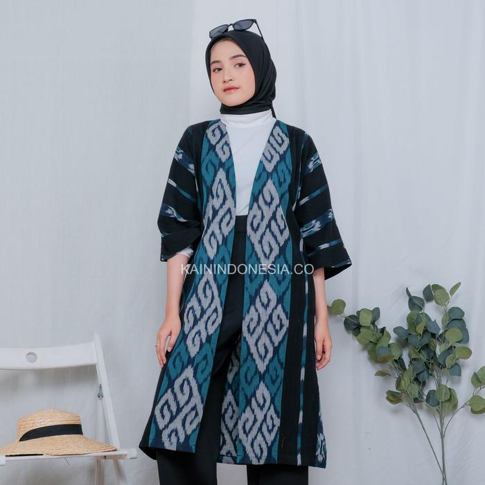 Gambar KI Outer Kimono Alesha Abu - Hijau, 14 dari KainIndonesiaCo undefined Tokopedia