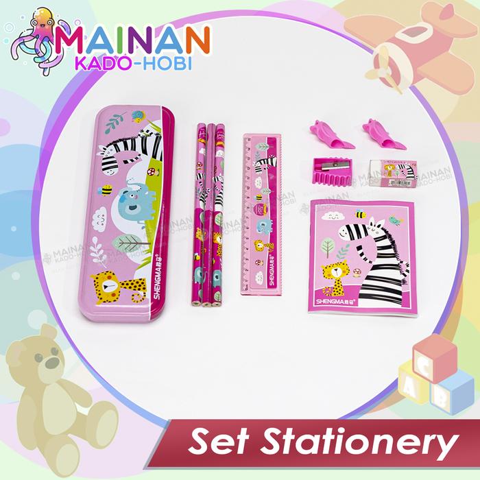 Gambar KADO ULANG TAHUN ANAK STATIONERY SET ALAT TULIS PENSIL ERASER RULER - SET PINK dari Mainan Kado Hobi undefined Tokopedia