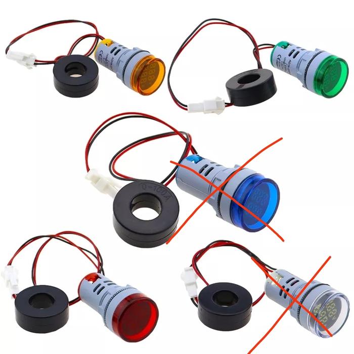 Gambar Pilot Lamp LED V+A Meter Digital Volt Ampere 1-100A 22mm 220 VAC Kotak - Merah dari KALEA ELEKTRINDO undefined Tokopedia
