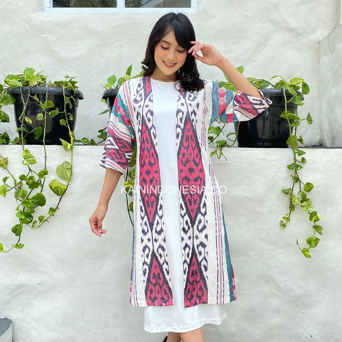 Gambar KI Outer Kimono Alesha Abu - Pink, Ukuran Lain dari KainIndonesiaCo undefined Tokopedia