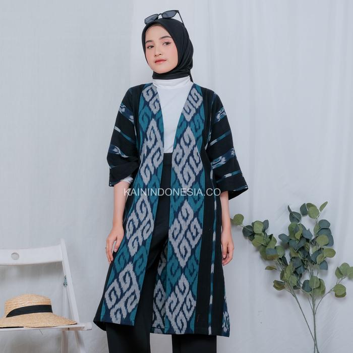 Gambar KI Outer Kimono Alesha Pink Hitam - Hijau, 12 dari KainIndonesiaCo undefined Tokopedia
