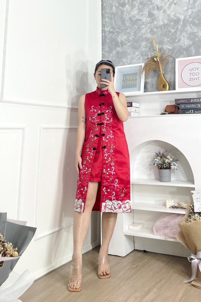 Gambar Chinese New Year Cheongsam Embroidery Setelan CNY - Merah dari SWEETHEART COLLECTION undefined Tokopedia