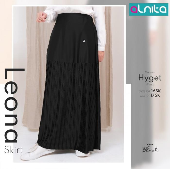 Gambar Rok Panjang Plisket By ALNITA LEONA SKIRT Murah Bahan Hyget Pleats COD - BALCK, S dari Nibras House Store undefined Tokopedia