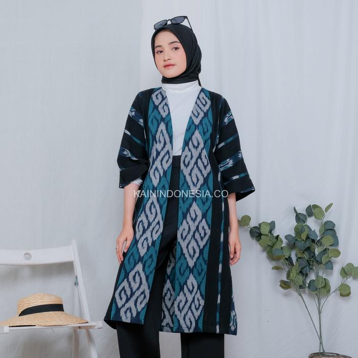 Gambar KI Outer Kimono Panjang Tenun Alesha Tosca - Hijau, 12 dari KainIndonesiaCo undefined Tokopedia