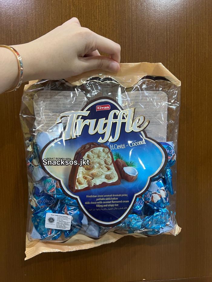 Gambar [400GR] ELVAN TRUFFLE CHOCOLATE ASSORTMENT / MILK / DOUBLE TWIST MIX / STRAWBERRY / CARAMEL / HAZELNUT / COCONUT TURKI - ELVAN COCONUT, 400gr dari Snacksos.jkt undefined Tokopedia