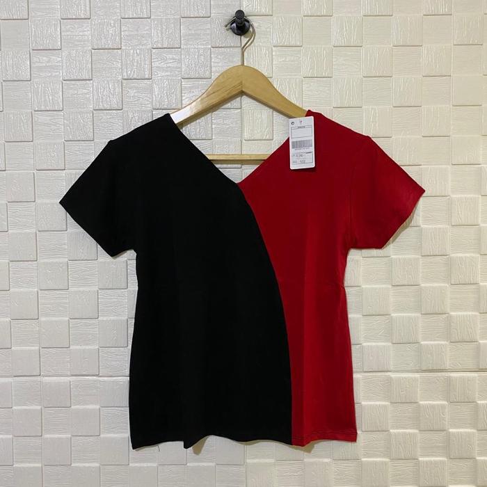 Gambar kaos kombinasi warna/atasan wanita/kaos polos - merah hitam, all size dari shabhira-16 undefined Tokopedia