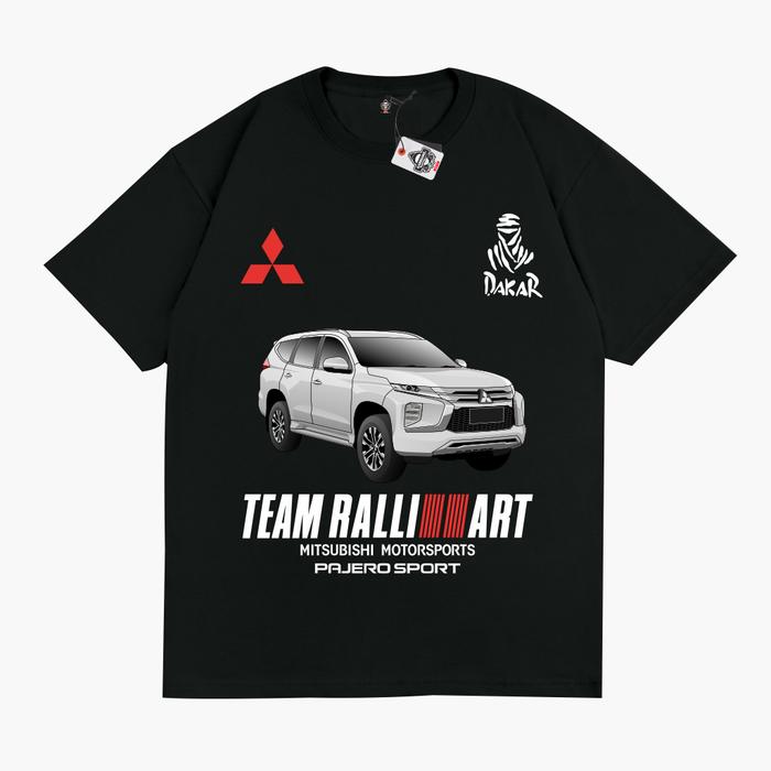 Gambar KARIMAKE Kaos Baju MITSUBISHI ALL NEW PAJERO SPORT DAKAR RALLIART - V1 HITAM, S dari KRMK Karimake undefined Tokopedia