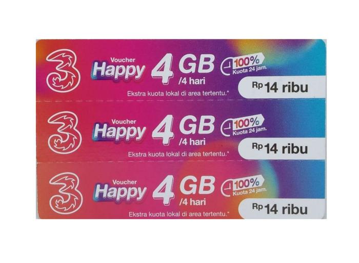 Gambar Voucher Three Happy ORI 4 GB 4 Hari dari Data Store Express undefined Tokopedia
