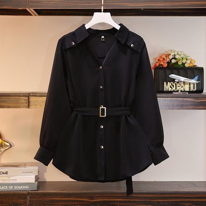 Gambar Baju blouse Kerja Wanita Lengan Panjang Atasan Kasual Modern Putih New - Hitam, L dari DAN&DAN undefined Tokopedia