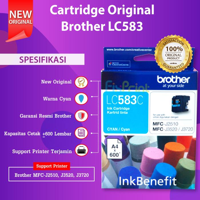 Gambar Cartridge Tinta Brother LC583 LC-583 Compatible MFC-J2510 J3520 J3720 - Cyan, ORIGINAL dari FixPrint Indonesia undefined Tokopedia
