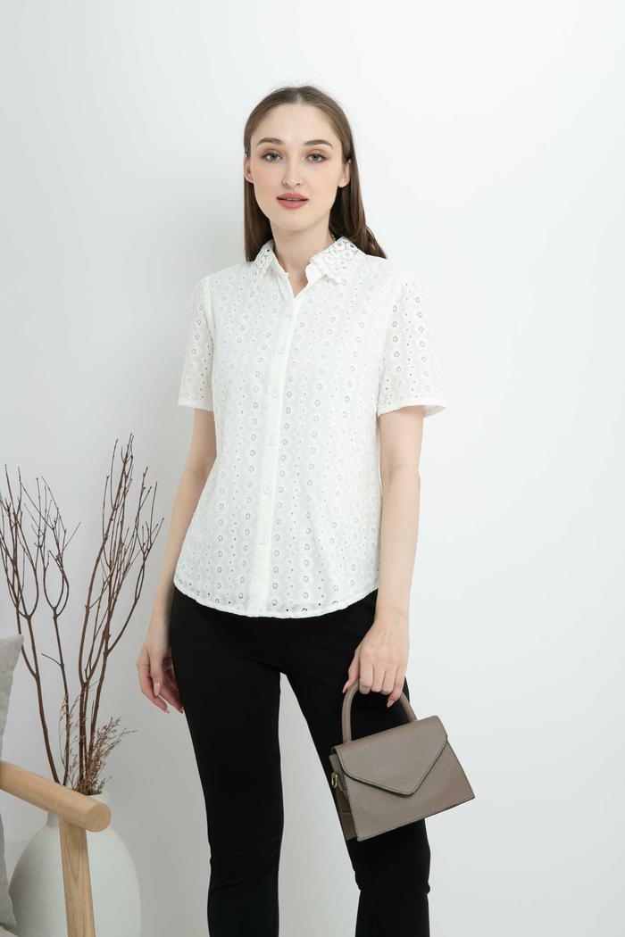 Gambar *Ready Stok* SISTER'S - Kemeja Katun S7348 (JS) - Putih, 4L dari Sisters Fashion Group undefined Tokopedia