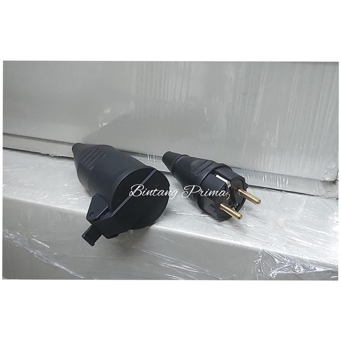 Jual mobile socket 2pole 16A dan industrial plug 2pole 16A Hitam ...