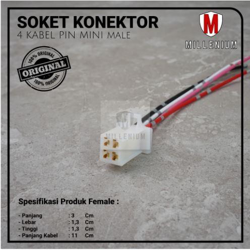 Gambar Soket Sambung 4 Pin Kecil / Mini Socket Kabel Konektor Mobil + Kabel - 4PIN CEWEK MINI dari Millenium.Autoparts undefined Tokopedia