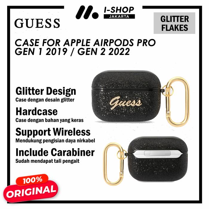Jual Case Airpods Pro GUESS Glitter Carabiner Casing Glitter