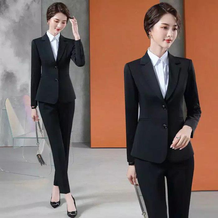 Gambar Setelan Jas Formal Wanita / Setelan Blazer + Celana Formal Wanita - Hitam, L dari ranst_official undefined Tokopedia