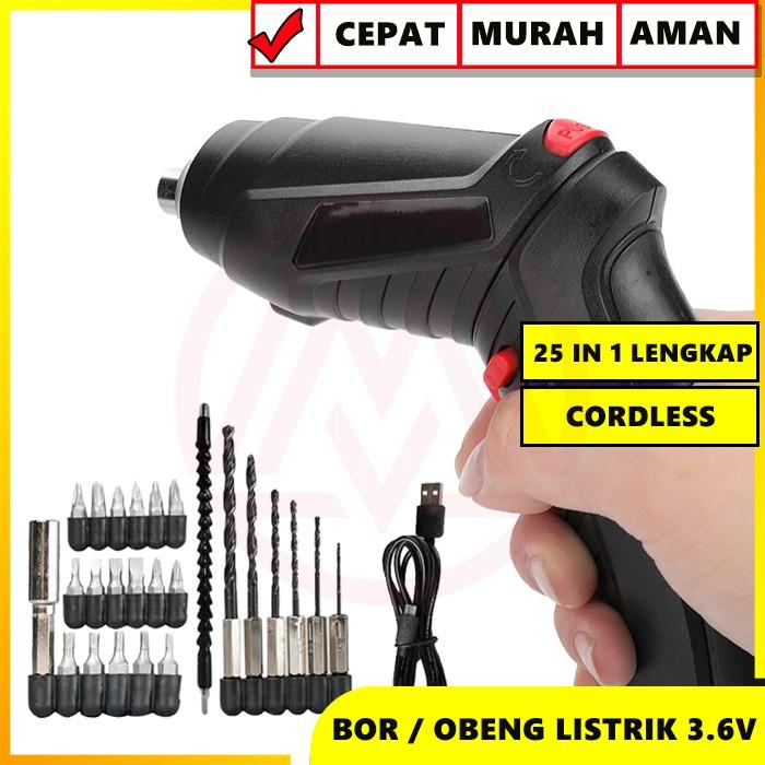 Gambar Obeng Listrik Cordless Screwdriver RECHARGER Mini 47 pcs - Electric screw driver listrik - 25in1-mika dari MVS SHOP undefined Tokopedia