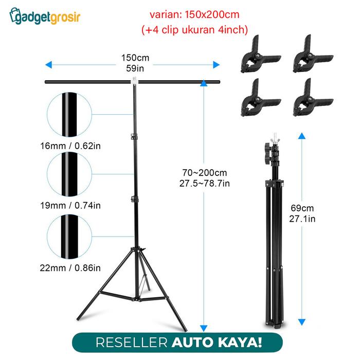 Gambar T Shape Tiang Stand Tripod Backdrop Background Foto Green Screen +Clip - 150x200 dari gadgetgrosir_NEW undefined Tokopedia