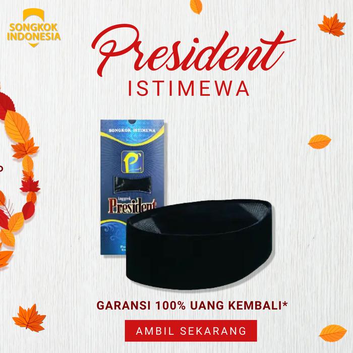 Gambar Peci Kopiah Songkok Nasional Kopyah Hitam PRESIDENT Original Tahan Air - 7, TINGGI 10 dari songkokindonesia undefined Tokopedia