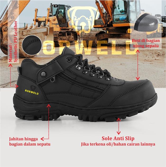 Gambar Sepatu Safety Pria Ujng Besi Boot Hiking Murah Berkualitas Warna Hitam dari Momo Oficial Collection undefined Tokopedia