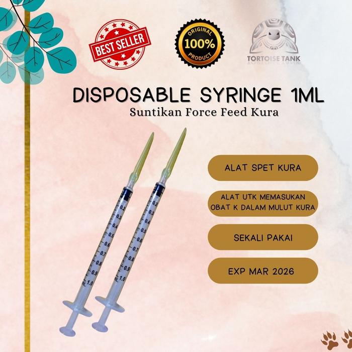 Gambar Disposable Syringe 1 ML / ALAT Force Feed / ALAT Spet SPUIT Lolohan - 1Ml dari Tortoise Tank Semarang undefined Tokopedia