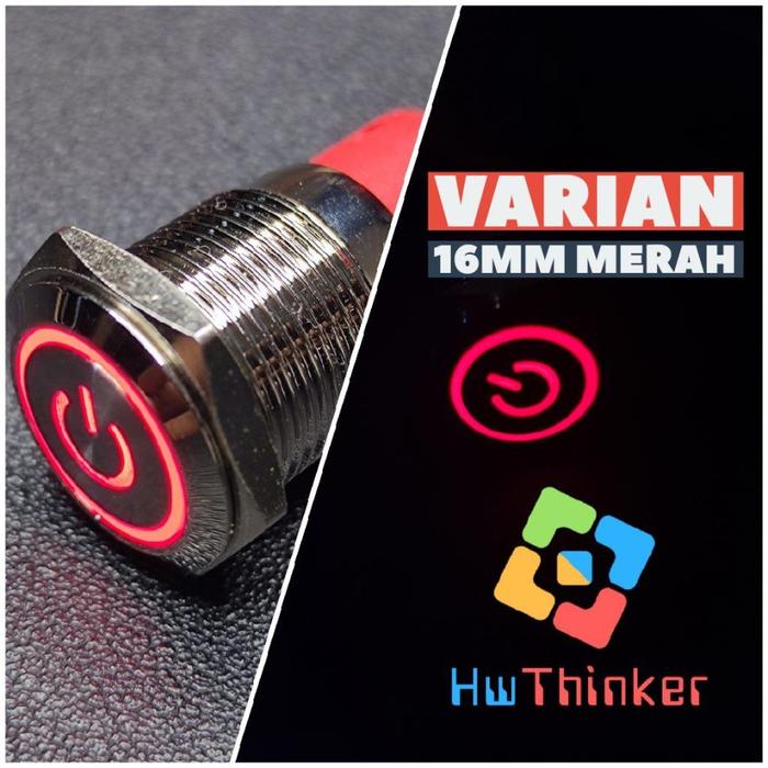 Gambar Push Button 16mm 19mm 22mm LED Switch Saklar Stainless Power Mark 5PIN - 16mm RED, Self-Locking dari HwThinker undefined Tokopedia