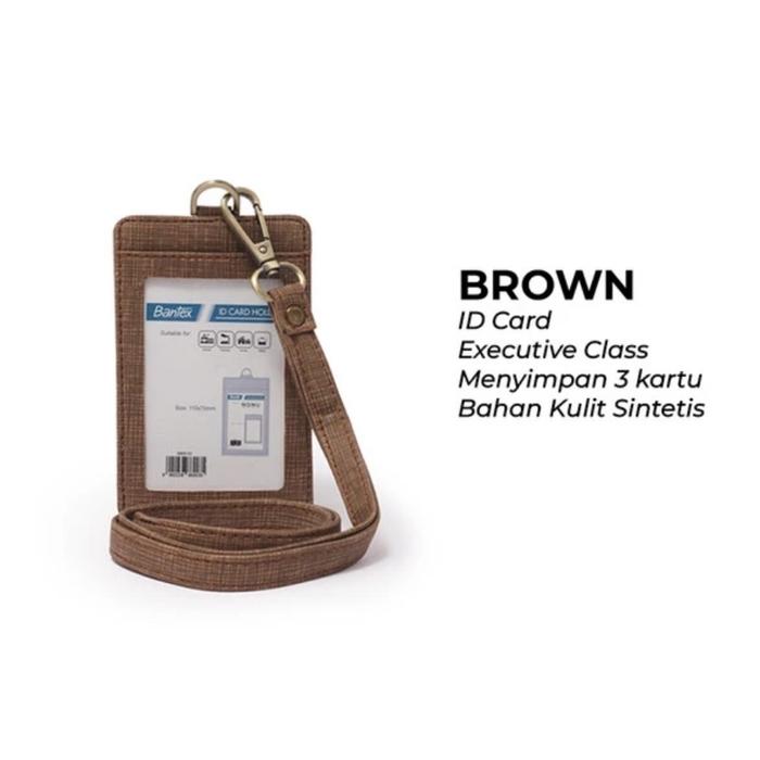 Gambar ID card/keplek bantex kulit+lanyard portrait 8869 - Brown dari sinar-sejahtera undefined Tokopedia