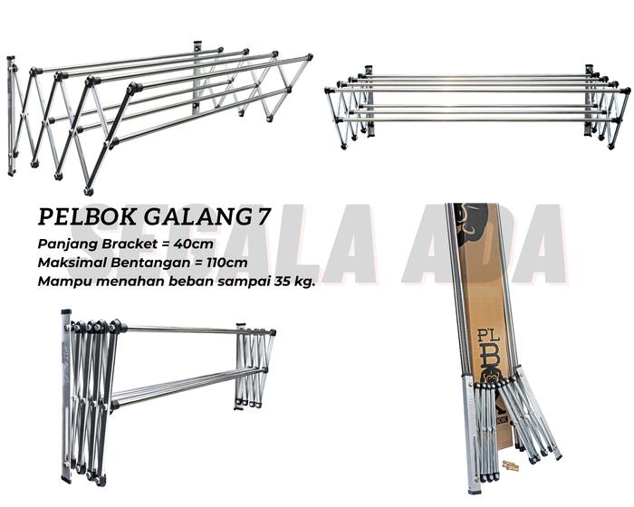Gambar Jemuran Dinding Lipat PLBOK DOUBLE Anti Karat - GALANG7 - 120cm dari SegalaadaInternasional undefined Tokopedia