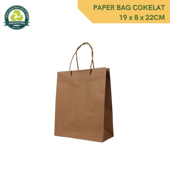 Gambar Paper Bag Warna / Paperbag / Tas Kertas / Paper Bag buku 19 x 8 x 22CM - Cokelat dari jadisatutoko undefined Tokopedia