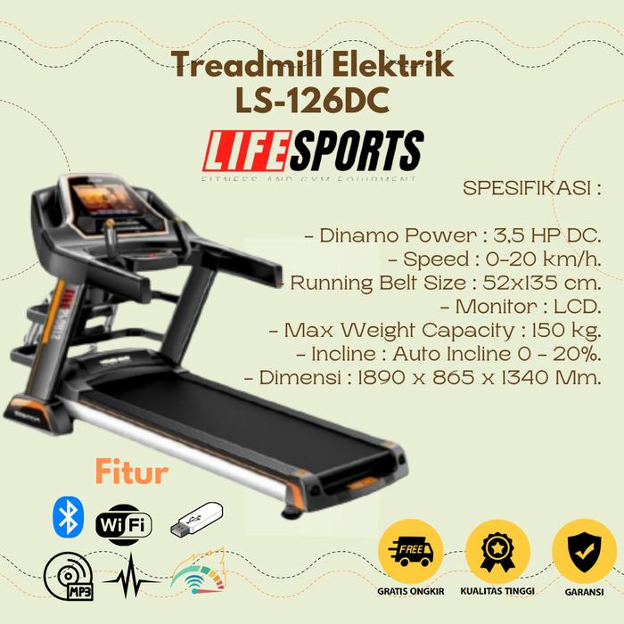 Jual Treadmill Elektrik Life Sport LS 126 DC Ls126DC Bisa