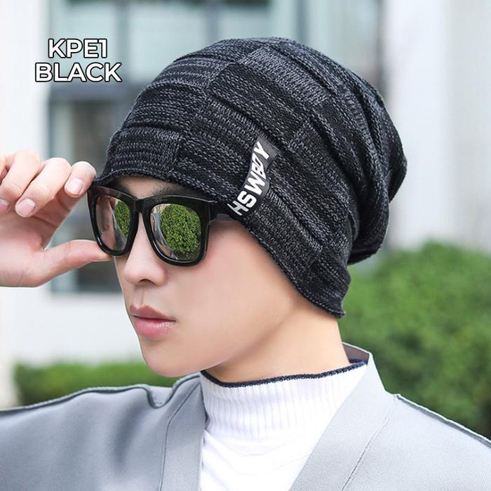 Gambar Topi Kupluk Beanie HSWBOY Kupluk Wool Winter Kupluk Rajut Pria Wanita - BLACK dari NOMIDE STORE undefined Tokopedia