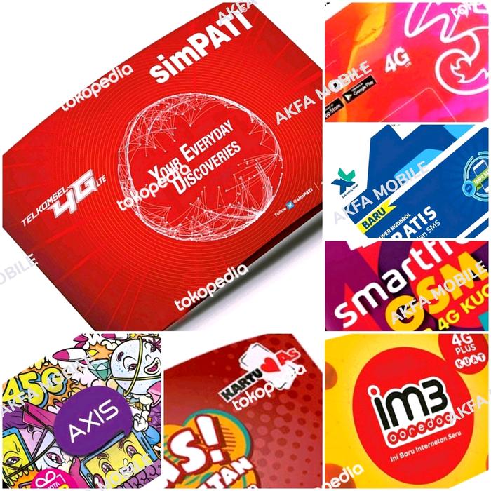 Gambar Kartu Simcard Perdana Telkomsel Tri XL Indosat Axis Smartfren dari AKFA MOBILE undefined Tokopedia