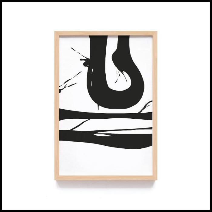 Gambar Terlaris Lukisan Abstrak Brush Tinta Hitam Print Art Wall Decor - 046A, Frame Natural dari elfina markeet undefined Tokopedia