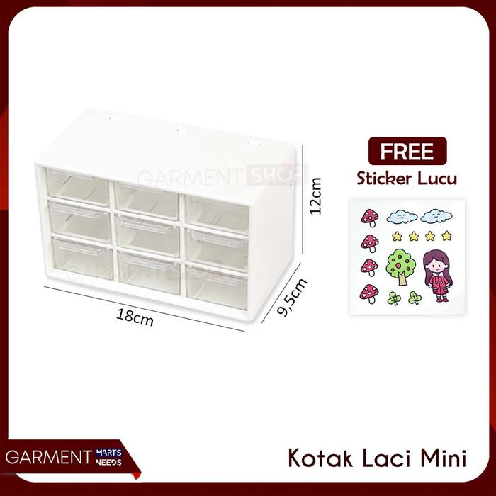 Gambar Kotak Laci Mini 9 Sekat Box Organizer Tempat Penyimpanan Perhiasan - PUTIH, NO BUBBLEWRAP dari GarmentMarts undefined Tokopedia