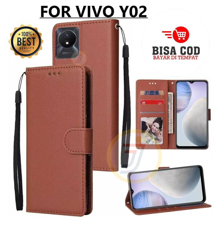 Gambar Flip Case Vivo Y02 Case Wallet Kulit Casing Dompet Flip Case Wallet - Cokelat dari Java Acc Store undefined Tokopedia