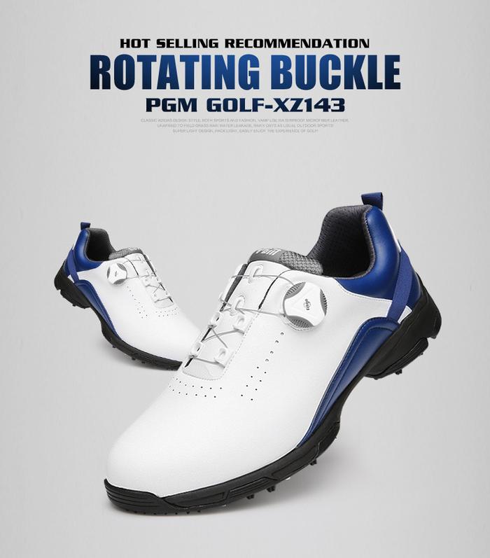 Gambar PGM sepatu golf mewah pria baru tahan air dan bernapas XZ143 - putih biru, 39 dari Toko Sepatu Olahraga Profesional undefined Tokopedia
