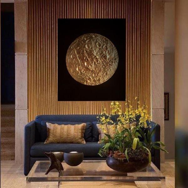 Gambar Lukisan Lingkaran Gold texture Modern minimalis - Lingkaran 04, 100cmx100cm dari kheiraArt undefined Tokopedia